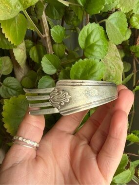Vintage Sterling Silver Plated Spoon Ring Bracelet DS Diamond Silver Boho Floral